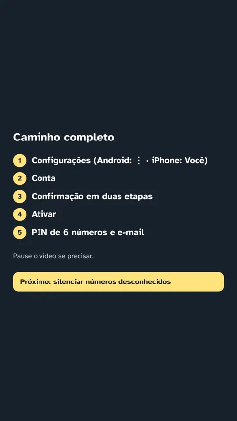 Tela final de um vídeo com o caminho completo da configuração